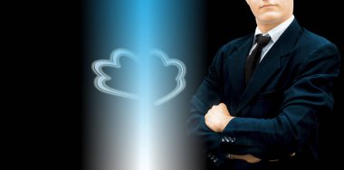 Bulut Bilgisayar kavramı gösteren Teknokrat, web ve teknolojinin çok kullanımı  