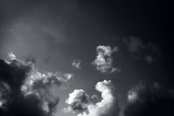 Sky with clouds, toned black and white