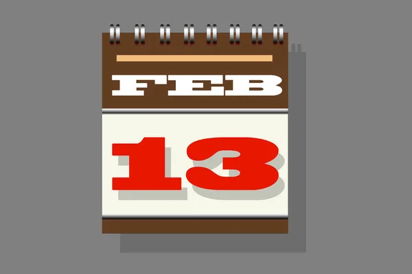 Bruin Gekleurd Februari Maand Kalender Met 13E Datumaanduiding Wereld Radio — Stockfoto