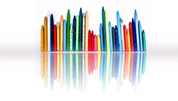 Colorful wax crayons isolated on a white. — Stock Photo, Image