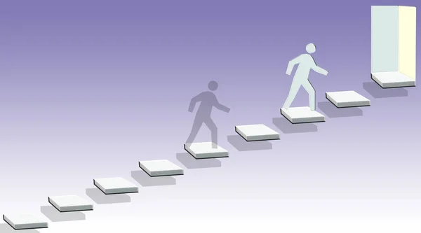 digital illustration of people walking up on stairs