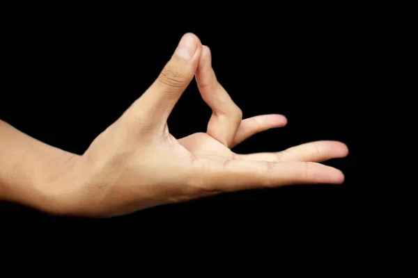 Mão Masculina Fazendo Prithivi Mudra Terra Mudra Gesto Mão Yoga — Fotografia de Stock