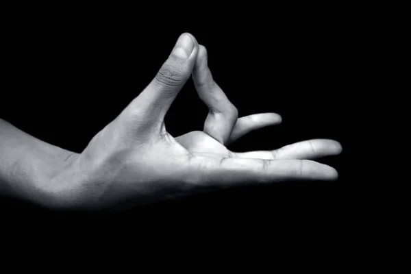 Male Hand Doing Prithivi Mudra Earth Mudra Yoga Hand Gesture — Stock Photo, Image