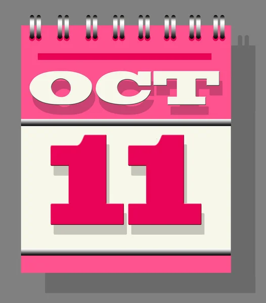 Daily Single Leaf Calendar Pink Spine Open Page 10Th October — Stock Photo, Image