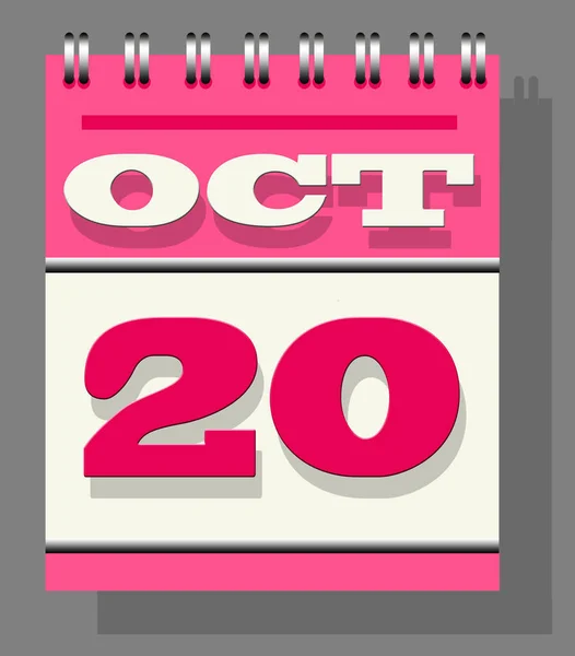 毎日の単葉カレンダーピンクの背骨10月20日のオープンページ — ストック写真