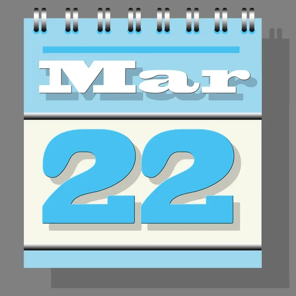 浅蓝色或天蓝色每日叶历 3月22日开页 灰色背景标示和纪念世界水日 — 图库照片