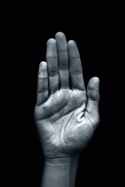Безстрашний Жест Руки Або Абхаяпрада Мудра Йога Жест Руки Чорному — стокове фото