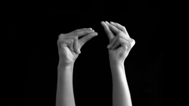 Pair Hands Coming Snapping Rhythmically Dancing Beats Isolated Black Concept — Stockvideo