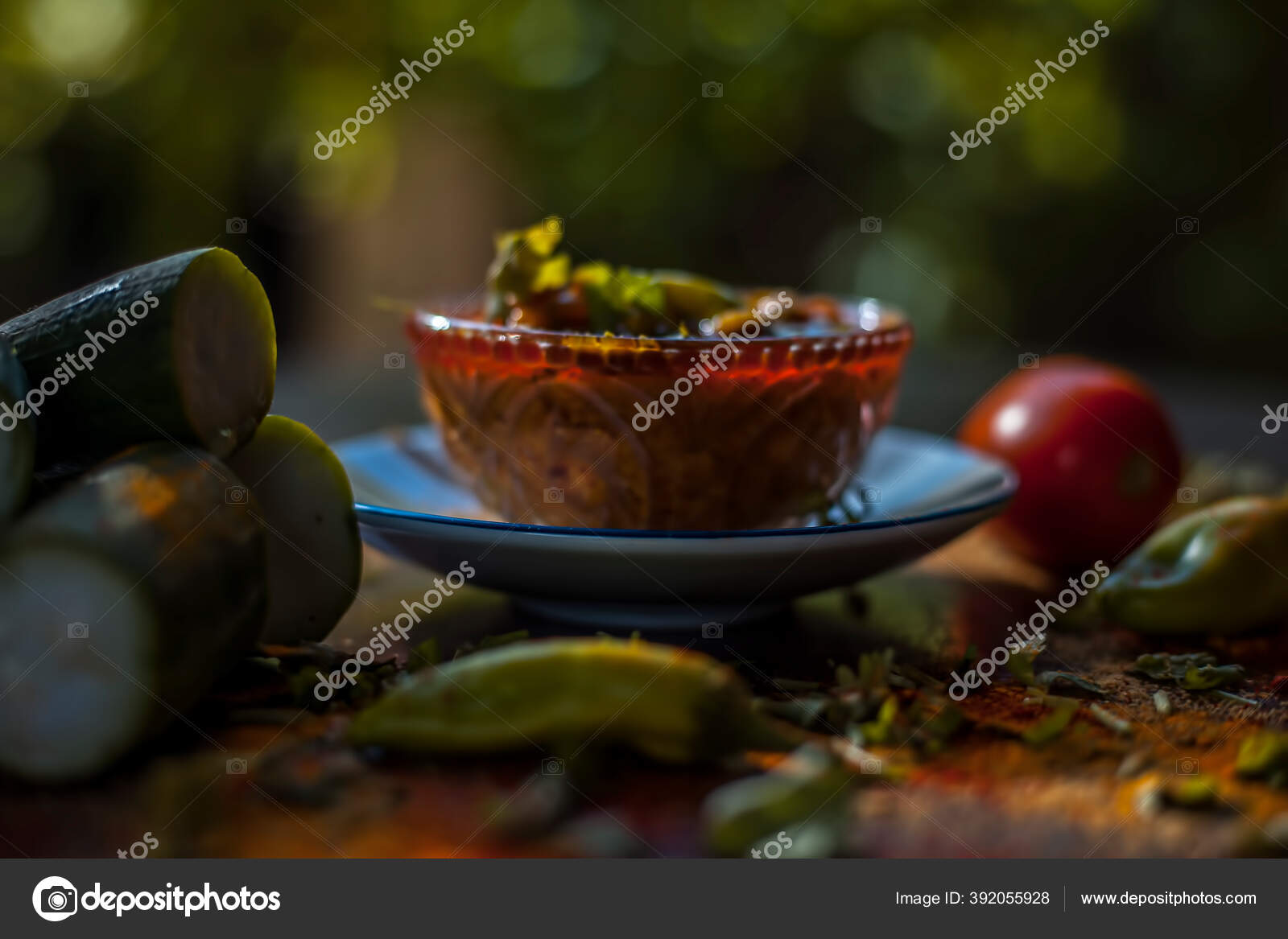 Close Shot Gujarati Famous Galka Shaak Glass Plate Shot Sponge Stock