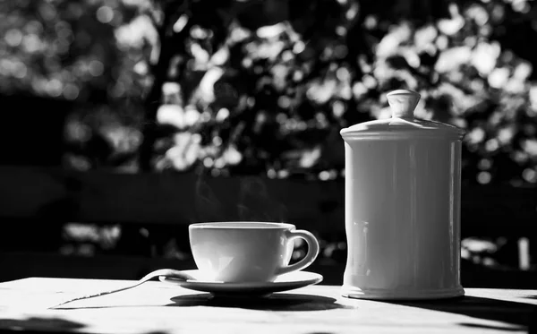 Picia Kawy Świeże Pachnące Przyjemny Napój Relaks — Zdjęcie stockowe