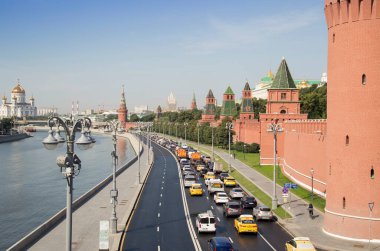 Kremlin. Moskova Kremlin 'in mimarisi. Rusya Moskova. Şehir manzarası.