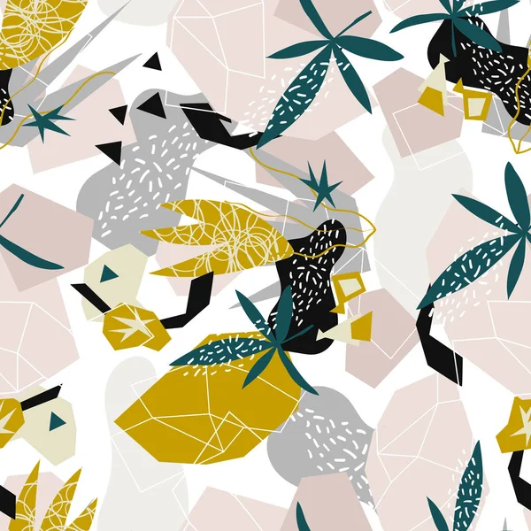 Elementos florales abstractos papel collage.Vector ilustración dibujado a mano . — Vector de stock