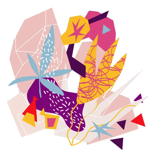 Eléments floraux abstraits collage papier Illustration vectorielle dessinée à la main . — Image vectorielle
