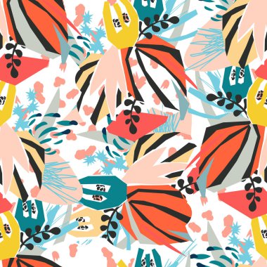 Soyut çiçek elementleri kağıt kolajı