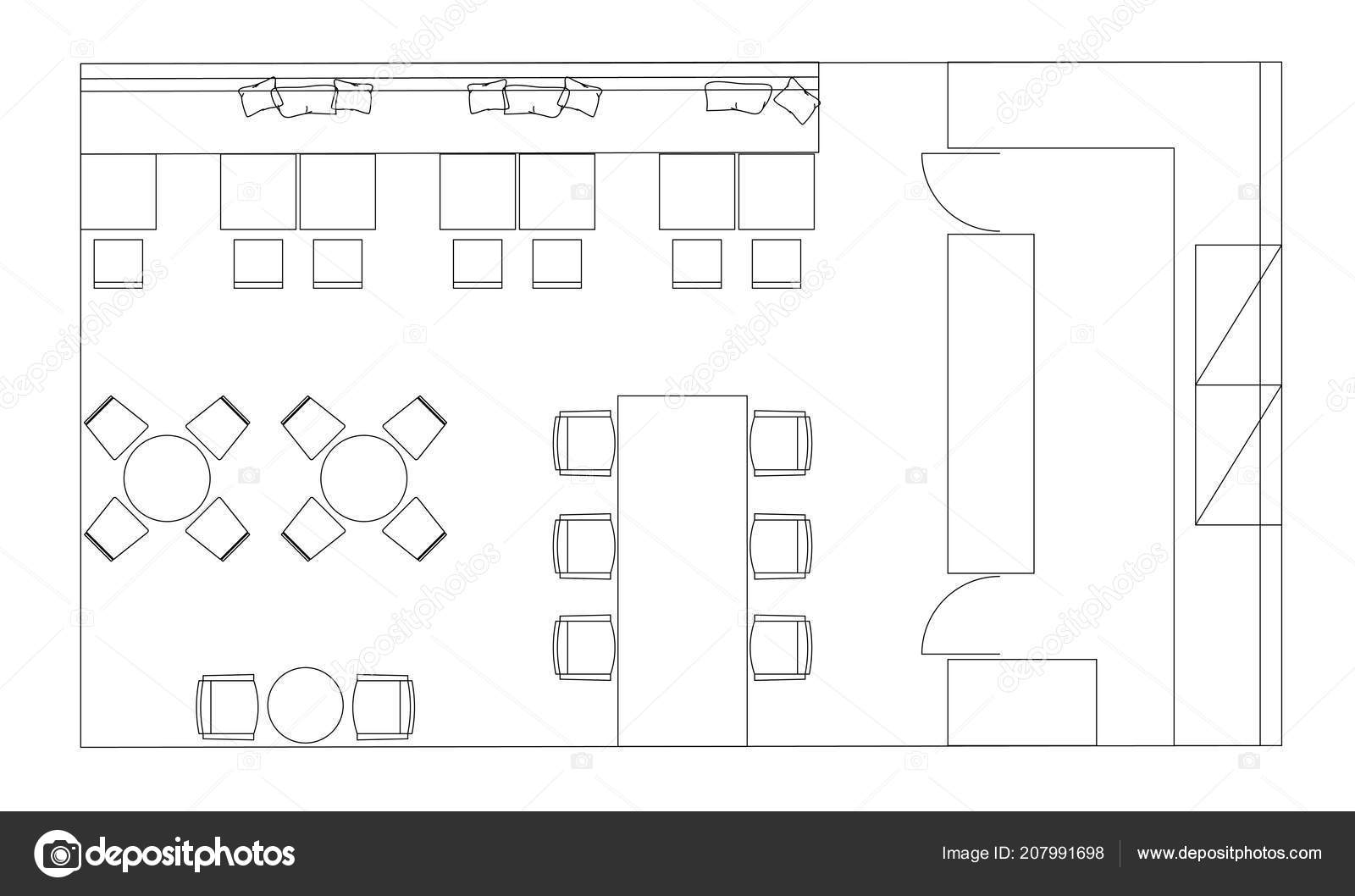 möbel grundrisse plan standardcafé möbel symbole auf grundrisse stockvektor yazzik möbel grundrisse plan standardcafé möbel symbole auf grundrisse stockvektor yazzik