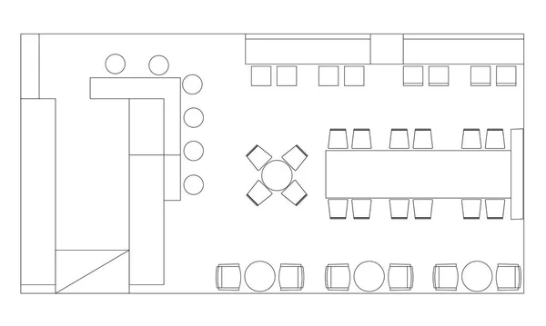 Standaard café meubilair symbolen op plattegronden — Stockvector