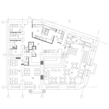 Standart kafe mobilyaları semboller kat planları