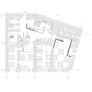 Standart kafe mobilyaları semboller kat planları