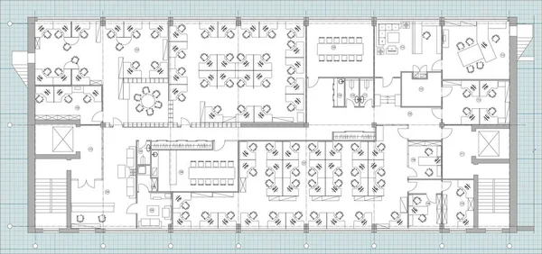 Meble biurowe standardowych symboli zestaw używany w plany architektury, Biuro planowania zestaw ikon, elementy projektowania graficznego. Pomieszczenie biurowe - widok z góry plany. Wektor na białym tle. — Wektor stockowy