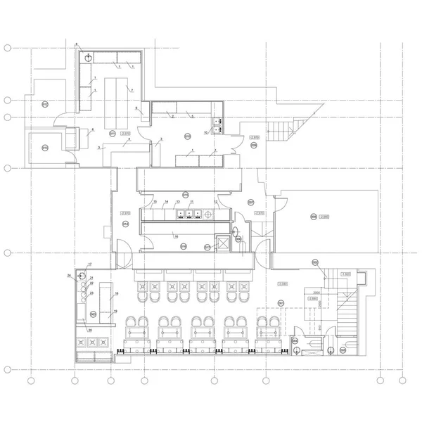 Muebles estándar de café símbolos en los planos de planta — Archivo Imágenes Vectoriales