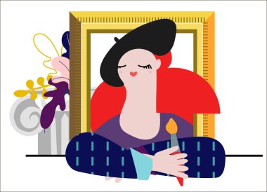 Kadın ressam çizimi