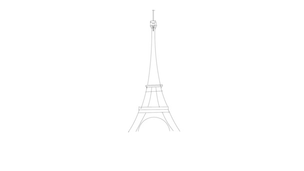 París, Francia, Eiffels torre material de archivo de dibujo — Vídeo de stock