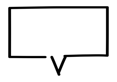 Siyah Çizgili Basit Konuşma Baloncuğu Çizimi. Bu, siyah çizgilerle çizilmiş dikdörtgen şeklinde basit bir çizim..