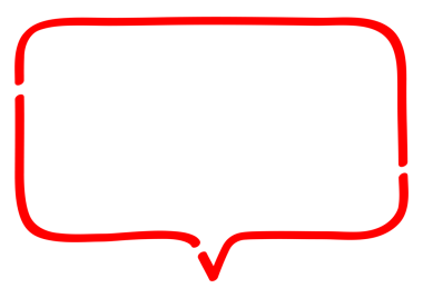 Kırmızı Çizgili Basit Konuşma Baloncuğu Çizimi. Kırmızı işaretli basit yuvarlak köşeli dikdörtgen balon simgesi.