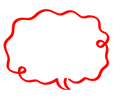 Kırmızı çizgili basit bir konuşma balonu çizimi. Bulut şeklindeki işaretli bir konuşma baloncuğunun çizimi..