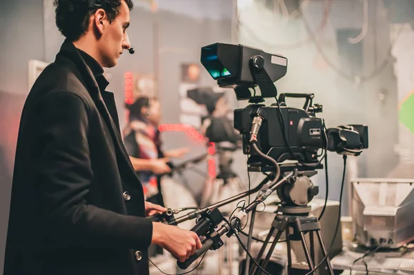 Achter Schermen Meerdere Camera Setup Cameraman Schieten Film Scène Met — Stockfoto