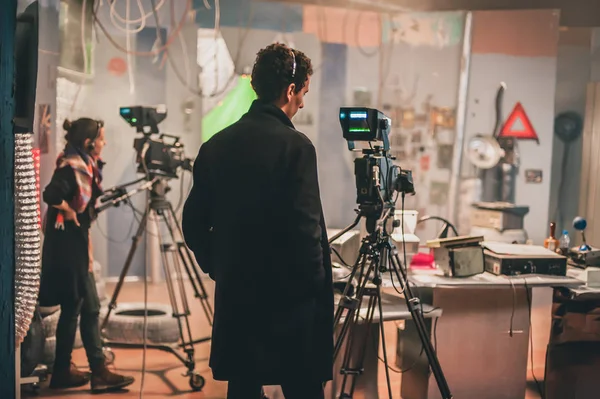 Sahne. Birden fazla kamera kurulum. Film sahne film stüdyosu kamera ile çekim kameraman. Grup sinema seti