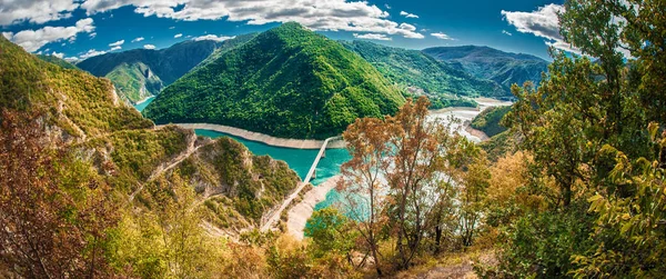 Vista Del Cañón Del Río Piva Lago Norte Montenegro —  Fotos de Stock