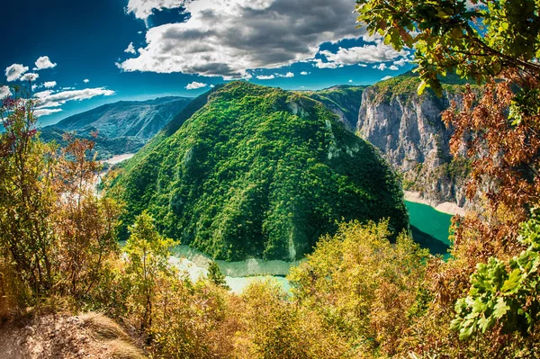 Pohled Piva Kaňonu Řeky Jezera Černé Hoře — Stock fotografie