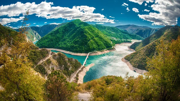 Vista Del Cañón Del Río Piva Lago Norte Montenegro —  Fotos de Stock