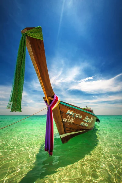 Tropical Vacation Holiday Tourism Beach Concept Long Tail Boat Exotic — Stock Photo, Image