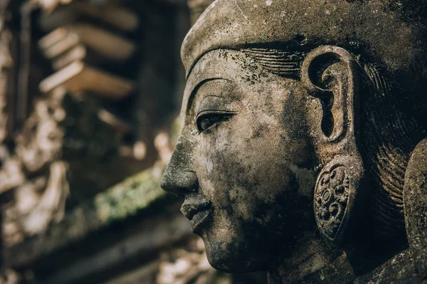 Retrato Primer Plano Forma Arte Escultórico Tradicional Piedra Incorporada Los — Foto de Stock