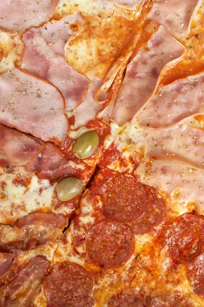 Макро Повного Кадру Постріл Смачну Піцу Пори Року Смачна Італійська — стокове фото