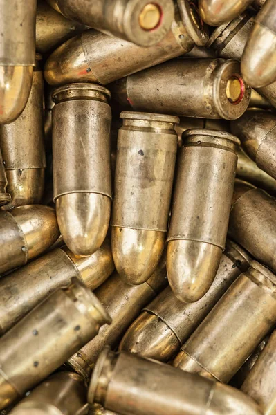 Obere Detailansicht Einer Großen Gruppe Von Gewehrkugeln Hintergrundmuster Der Munition — Stockfoto