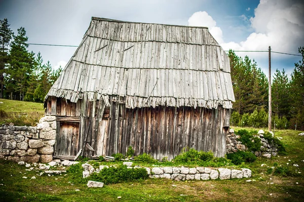 Övergett Landsbygden Trähytt Durmitor National Park Montenegro — Stockfoto