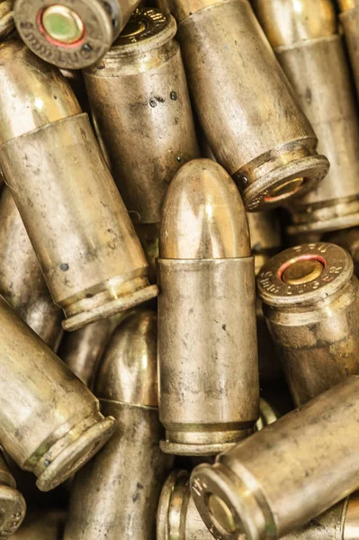 Översta Detaljvy Makro Stor Grupp Gun Kulor Ammunition Bakgrund — Stockfoto