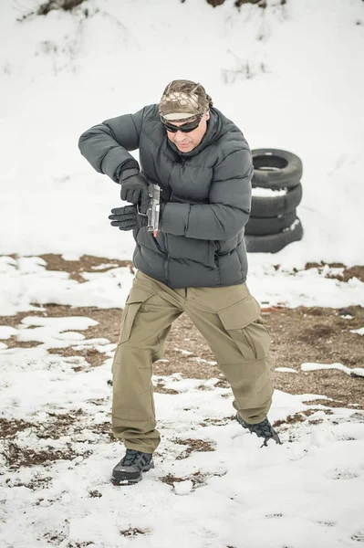 Shooter training gun shooting with safety stick on shooting range