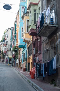 Eski şehirde tipik renkli evler. Balat-Fener distict