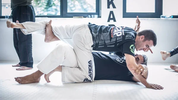 BJJ Braziliaans Jiu-Jitsu grondgevechten voor het sparen van training en demonstratie — Stockfoto