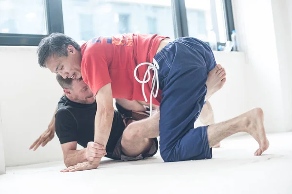 Bjjブラジル柔術地上戦スパーリングトレーニングとデモンストレーション — ストック写真