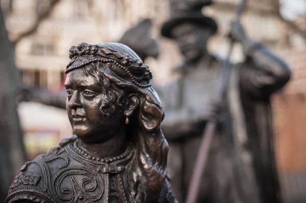 Amsterdam Niederlande Dezember 2019 Details Der Nachtwache Rembrandtplein Statue Des — Stockfoto