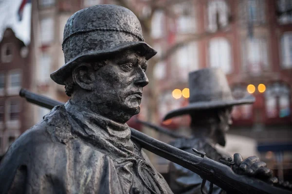 Amsterdam Paesi Bassi Dicembre 2019 Dettagli Dell Orologio Notturno Piazza — Foto Stock