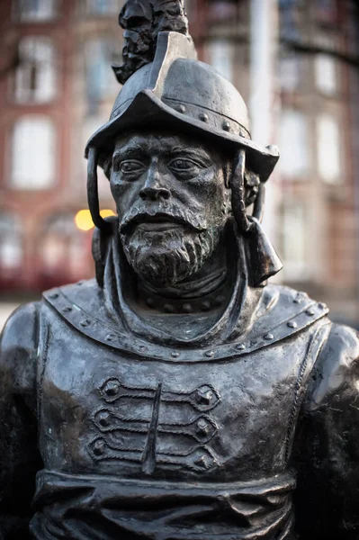 Amsterdam Niederlande Dezember 2019 Details Der Nachtwache Rembrandtplein Statue Des — Stockfoto