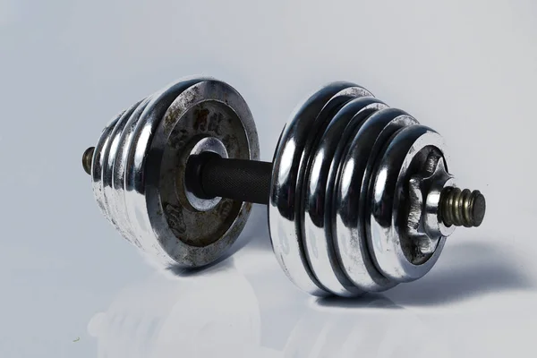 Barbell Isolado Fundo Branco — Fotografia de Stock