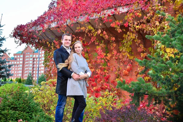 公園でポーズ美しい若いカップル — ストック写真