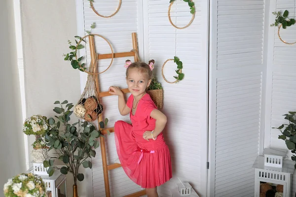 Beautiful Cute Girl Posing Home — Stock Photo, Image